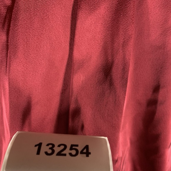 Calvin Klein Women's Blouse Top S Collar Long Sleeve‎ Faux Wrap Satin Red NWT - Picture 9 of 9